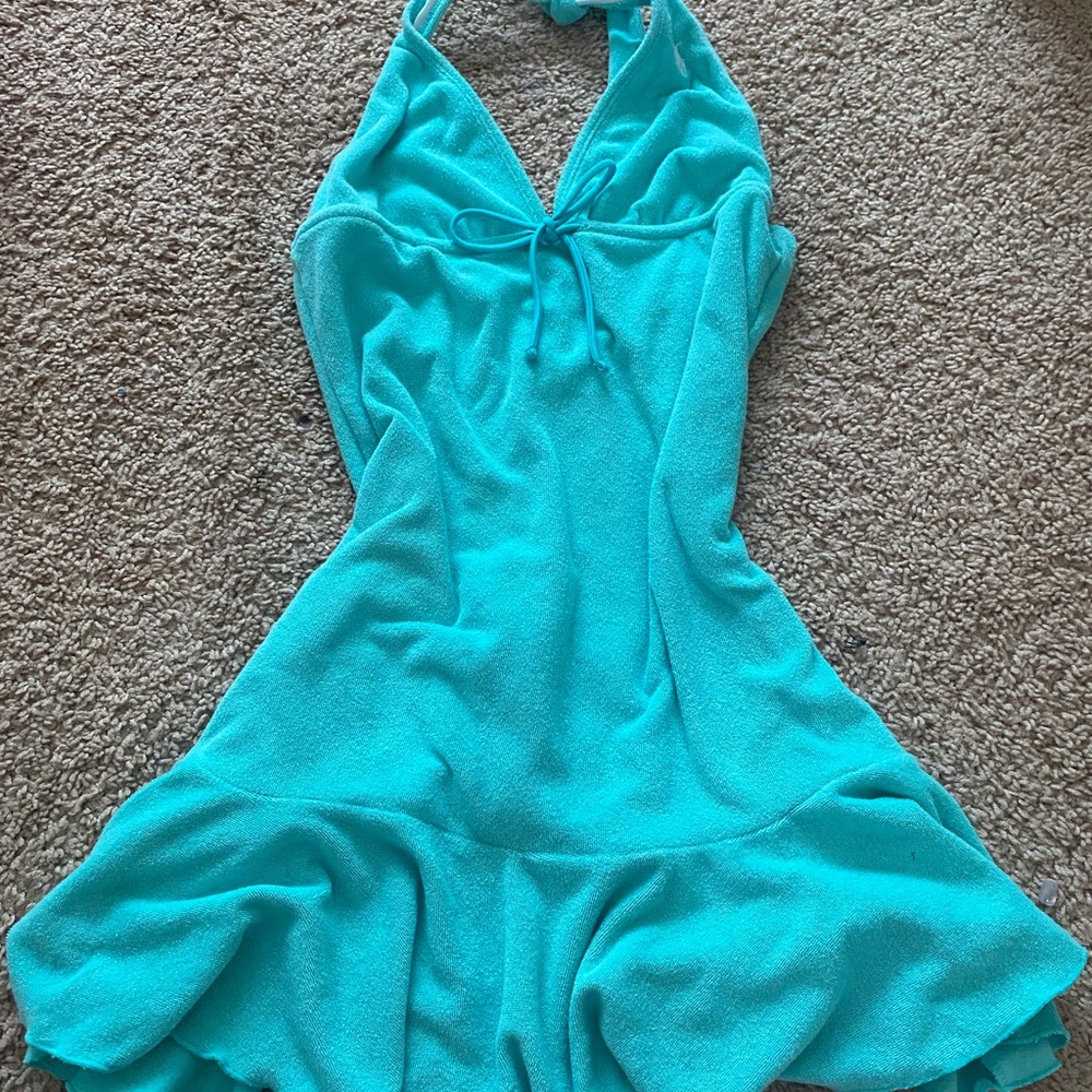 , aqua blue bathing suit coverup